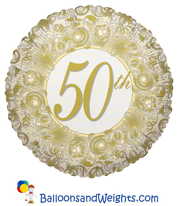 18 Inch 50th Anniversary Foil Balloon | 100 pcs