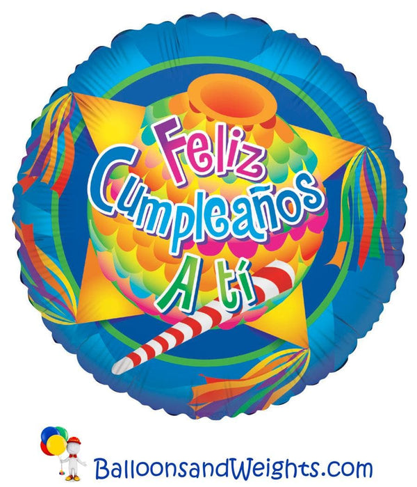 18 Inch Feliz Cumpleanos A Ti Pinata Foil Balloon | 100 pcs