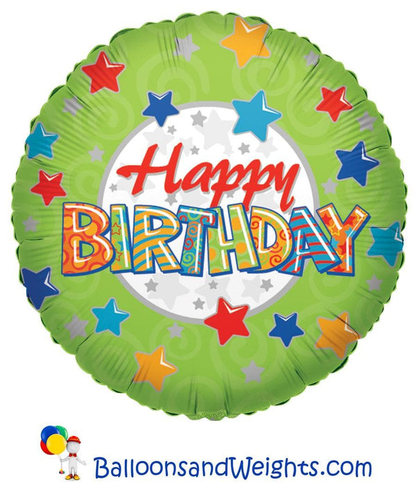 18 Inch Happy Birthday Patterns Foil Balloon | 100 pcs