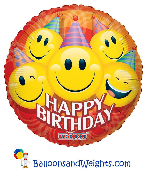 18 Inch Party Smilies Birthday Foil Balloons | 100 pcs