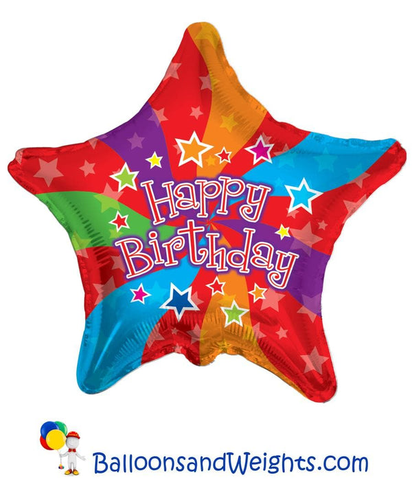 18 Inch Happy Birthday Colors Foil Balloon | 100 pcs