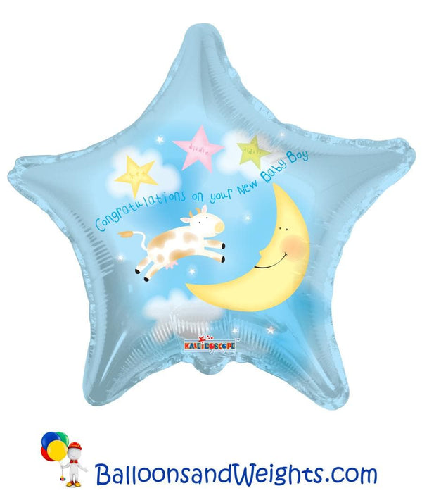 18 Inch Congratulations On Your New Baby Boy Foil Balloon | 100 pcs