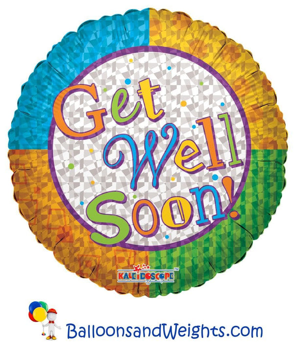 18 Inch Get Well Color Wheel Foil Balloon | 100 pcs