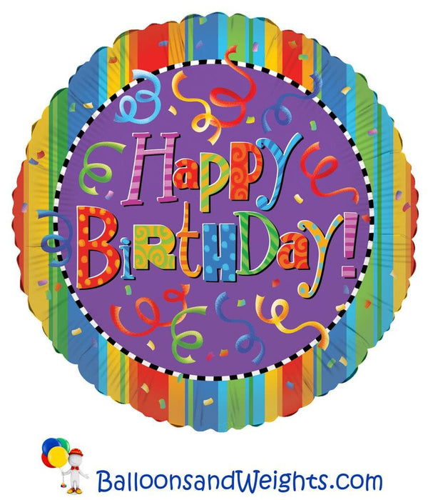 18 Inch Happy Birthday Festive Foil Balloon | 100 pcs