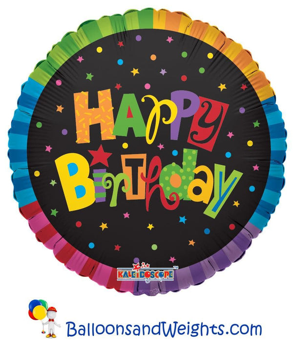 18 Inch Happy Birthday Jazzy Colors Foil Balloon | 100 pcs