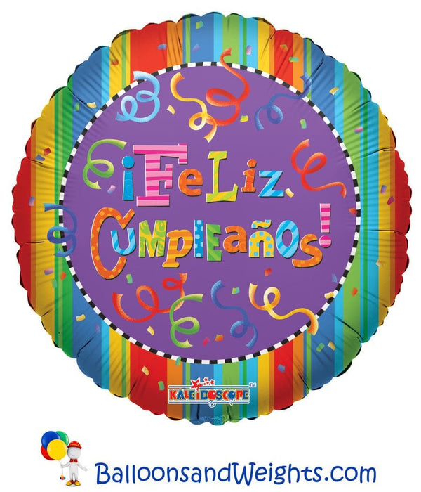 18 Inch Feliz Cumpleanos Festive Foil Balloon | 100 pcs