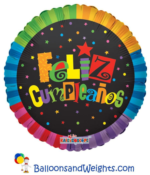 18 Inch Feliz Cumpleanos Jazzy Colors Foil Balloon | 100 pcs