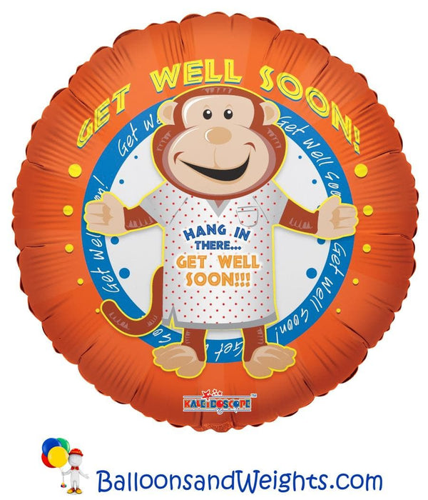 18 Inch Get Well Monkey Foil Balloon | 100 pcs