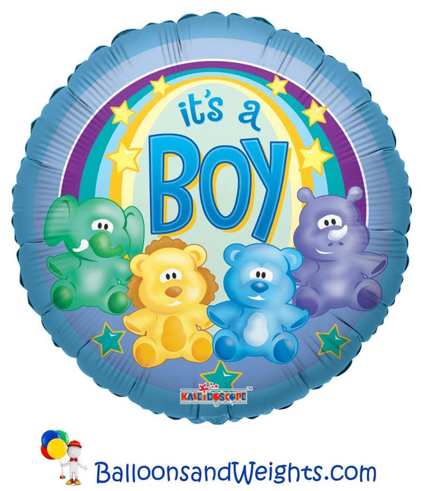 18 Inch Zoo Baby Boy Foil Balloon | 100 pcs