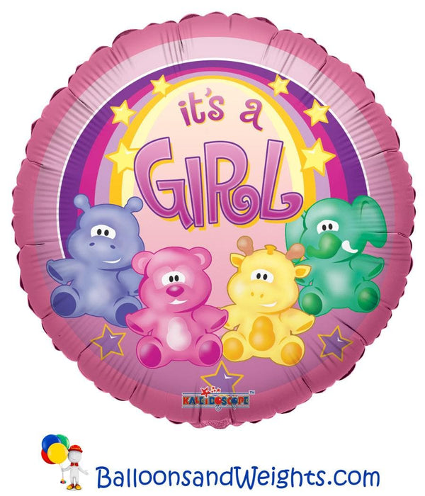 18 Inch Zoo Baby Girl Foil Balloon | 100 pcs