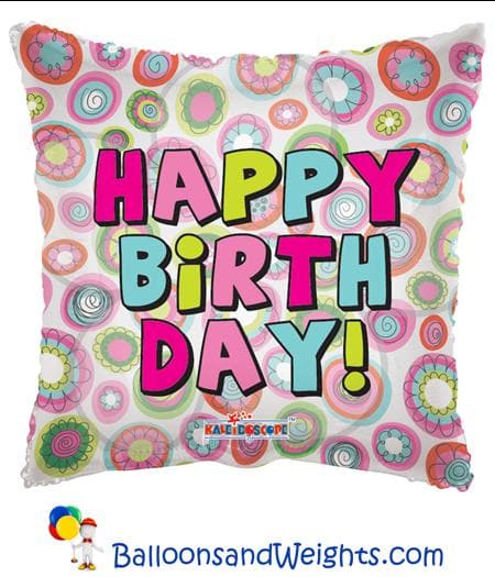 18 Inch Happy Birthday Circles Clear View Foil Balloon | 100 pcs