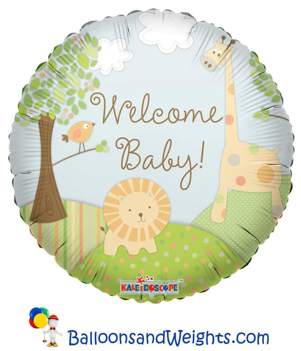 18 Inch Welcome Baby Jungle Foil Balloon | 100 pcs