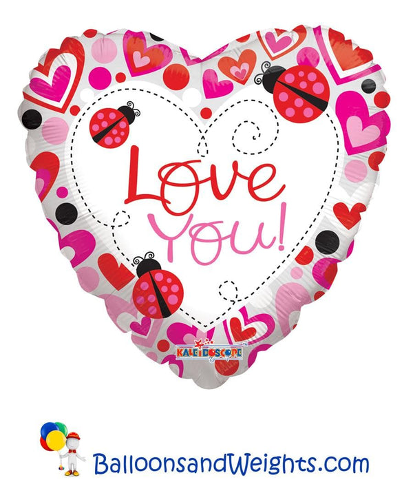 18 Inch Love You Lady Bugs Foil Balloon | 100 pcs