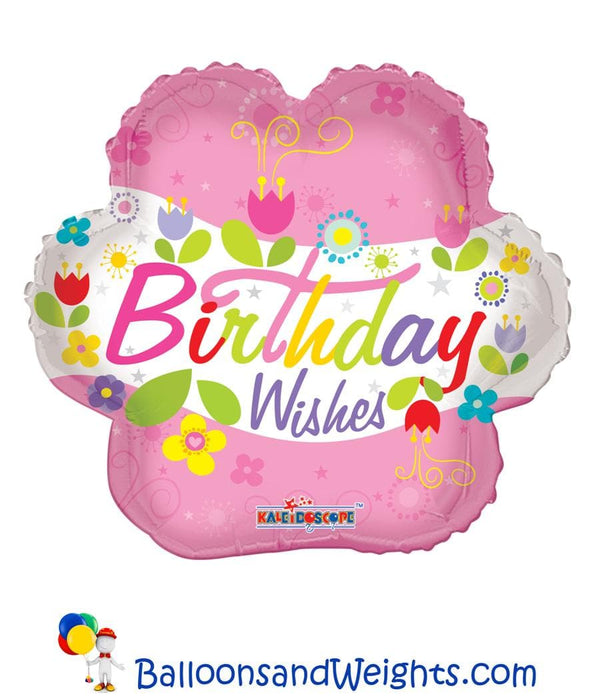 18 Inch Birthday Wishes Flower Foil Balloon | 100 pcs