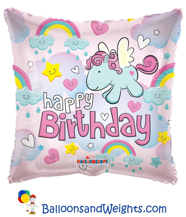 18 Inch Birthday Pony Foil Balloon | 100 pcs
