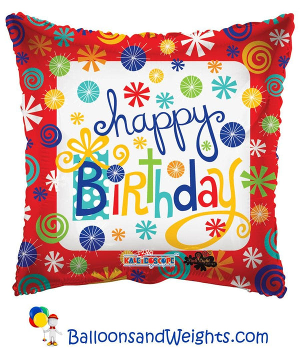 18 Inch Birthday Swirls Foil Balloon | 100 pcs