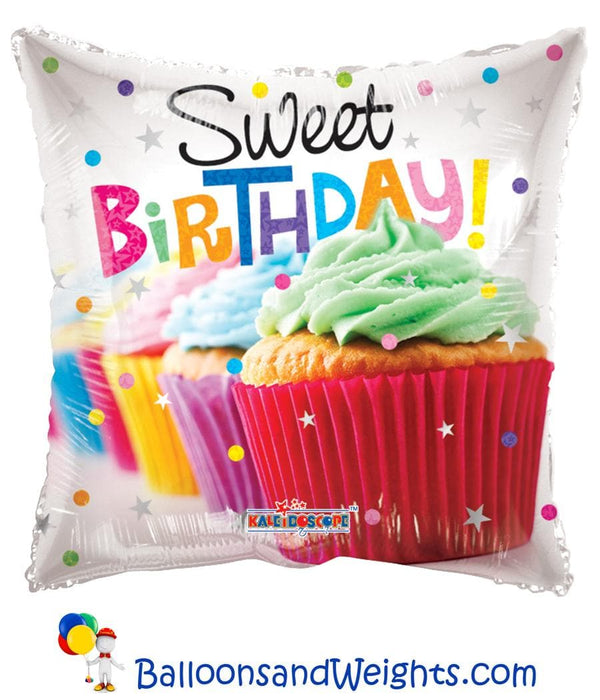 18 Inch Birthday Cupcakes Balloon | 100 pcs