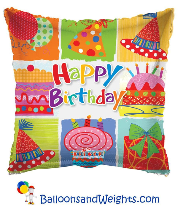 18 Inch Birthday Festive Elements Foil Balloon | 100 pcs