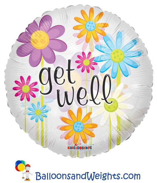 18 Inch Get Well Daisies Clear View Foil Balloon | 100 pcs