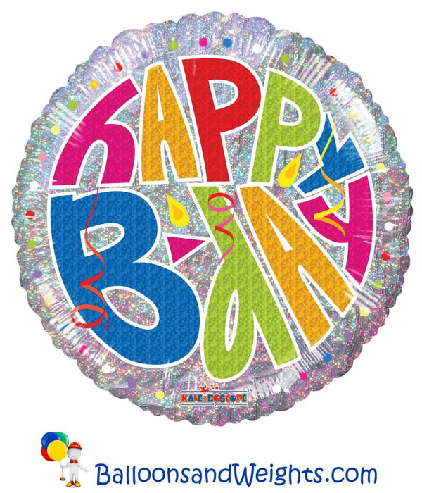 18 Inch B-Day Holographic Foil Balloon | 100 pcs