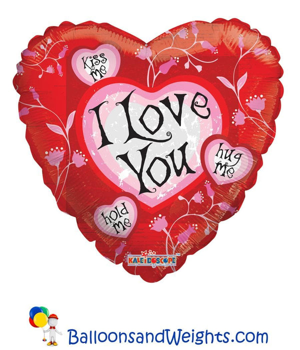 18 Inch I Love You Leaves Foil Balloon | 100 pcs