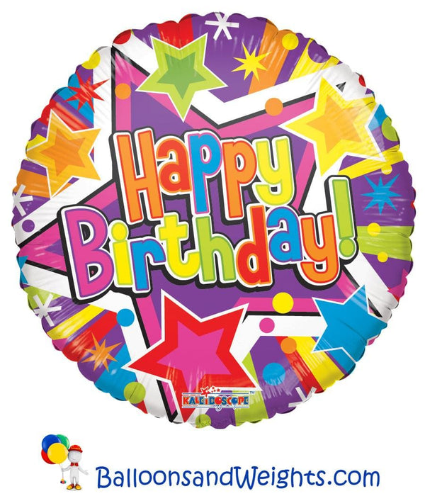 18 Inch Colorful Stars Birthday Gellibean Foil Balloon | 100 pcs
