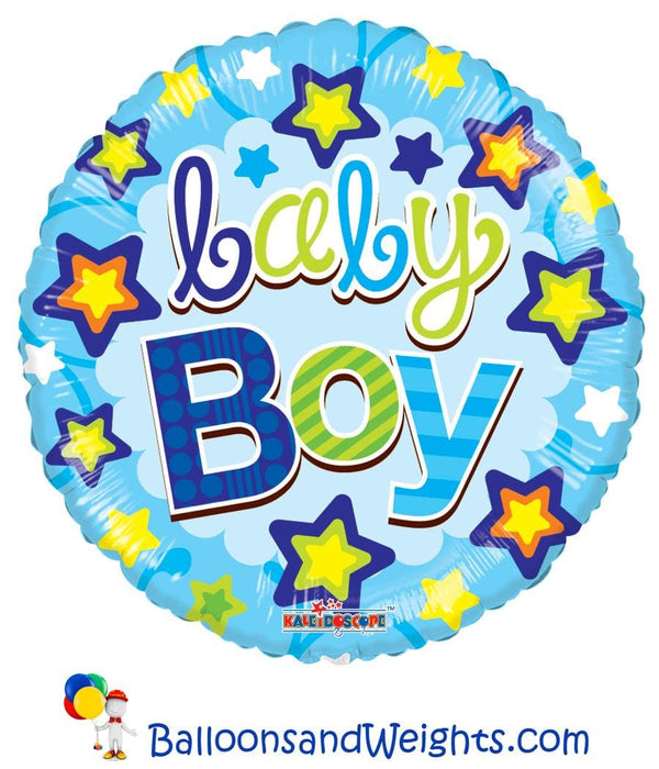 18 Inch Baby Boy Stars Gellibean Foil Balloon | 100 pcs