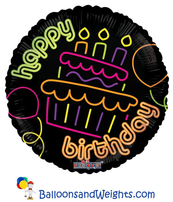 18 Inch Birthday Cupcake Neon Gellibean Foil Balloon | 100 pcs