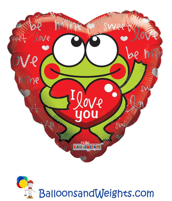 18 Inch I Love You Frog Foil Balloon | 100 pcs