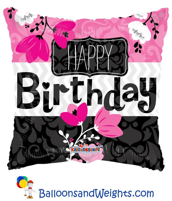18 Inch Birthday Pink Flower Foil Balloon | 100 pcs