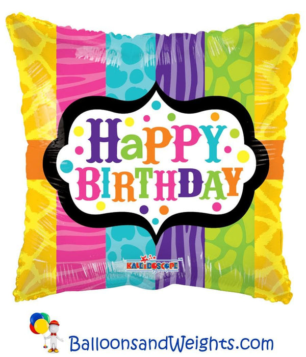 18 Inch Animal Print Birthday Gellibean Foil Balloon | 100 pcs