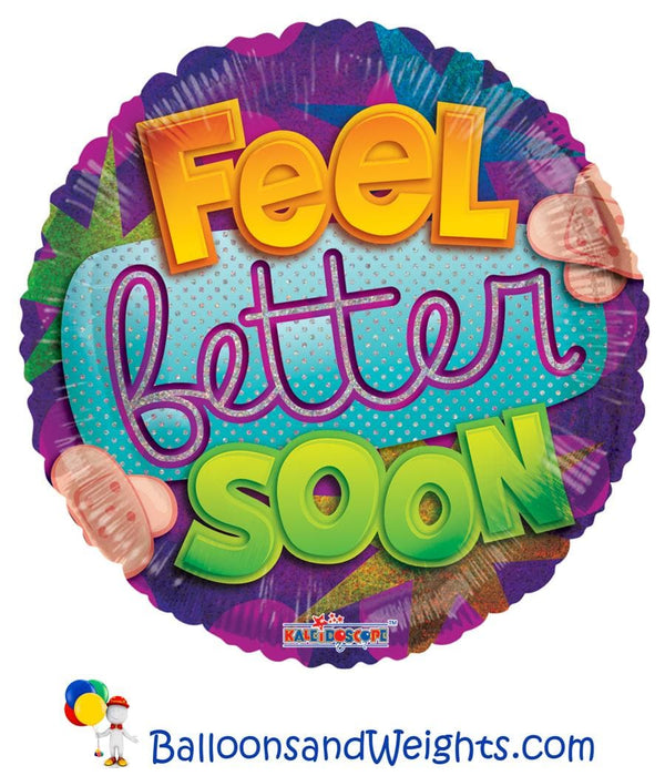 18 Inch Feel Better Soon Holographic Foil Balloon | 100 pcs