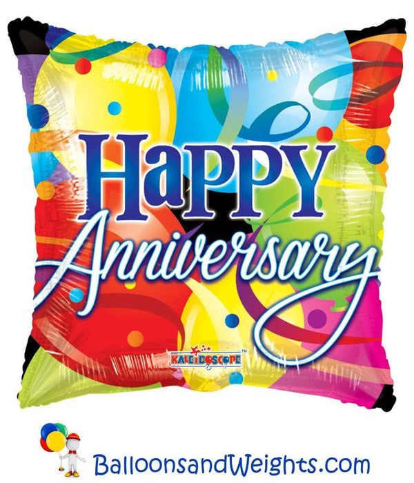 18 Inch Anniversary with Balloons Foil Balloon | 100 pcs
