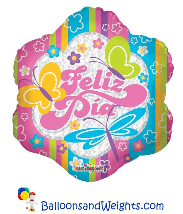 18 Inch Feliz Dia Butterflies Foil Balloon | 100 pcs