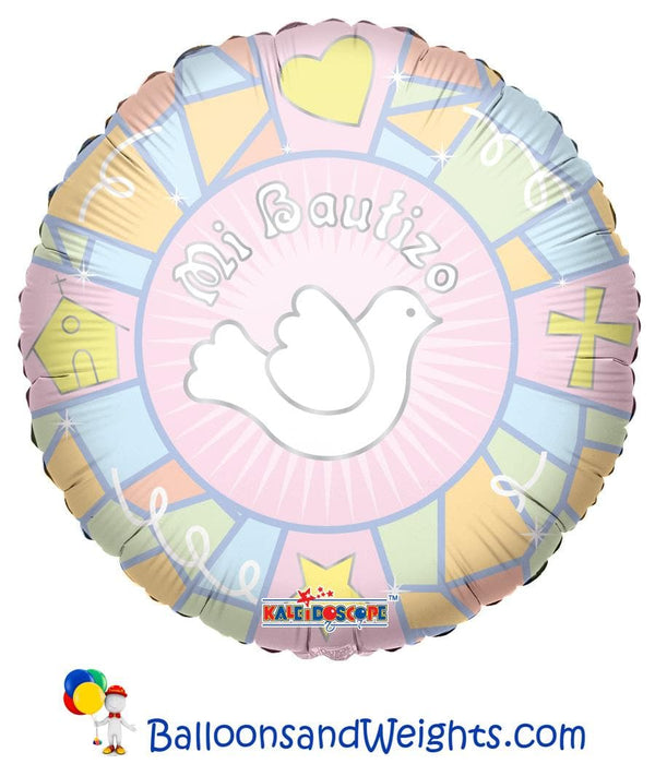 18 Inch Mi Bautizo Vitral Rosa Foil Balloon | 100 pcs