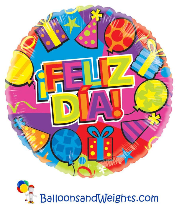 18 Inch Feliz Dia Festivo Gellibean Foil Balloon | 100 pcs