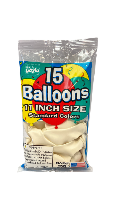 15-ct Retail-Ready Bags - 11" Pearl White Latex Balloons by Gayla