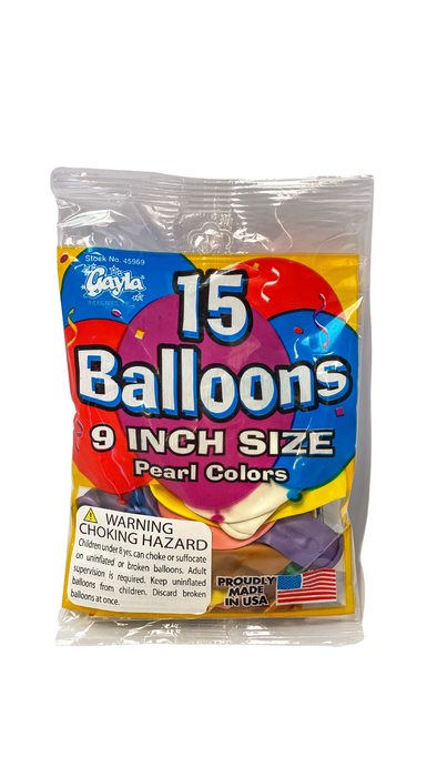 15-ct Retail-Ready Bags - 9" Metallic Yellow Latex Balloons by Gayla