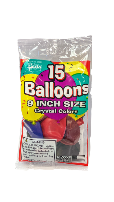 15-ct Retail-Ready Bags - 9" Standard Blue Latex Balloons by Gayla