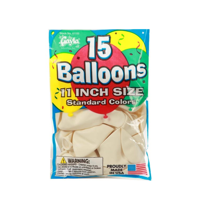 15-ct Retail-Ready Bags - 11" Standard White Latex Balloons by Gayla