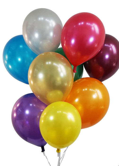 12 Inch Metallic Assortment Balloons | 100 pc bag
