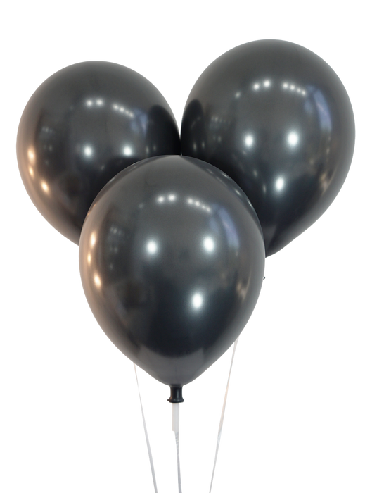 12 Inch Black Balloons | Metallic Black Latex Balloons | 144 pc bag